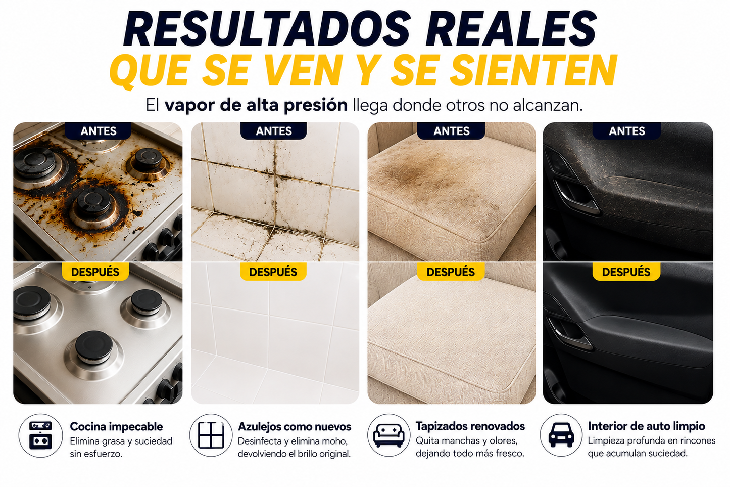 Limpiador a Vapor Portátil 2500W PRO™ — Sin químicos. Sin grasa. Sin suciedad. Solo vapor.