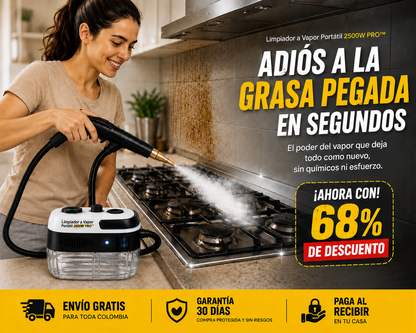 Limpiador a Vapor Portátil 2500W PRO™ — Sin químicos. Sin grasa. Sin suciedad. Solo vapor.