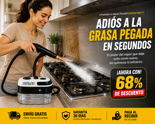 Limpiador a Vapor Portátil 2500W PRO™ — Sin químicos. Sin grasa. Sin suciedad. Solo vapor.