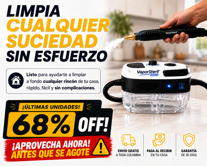 Limpiador a Vapor Portátil 2500W PRO™ — Sin químicos. Sin grasa. Sin suciedad. Solo vapor.